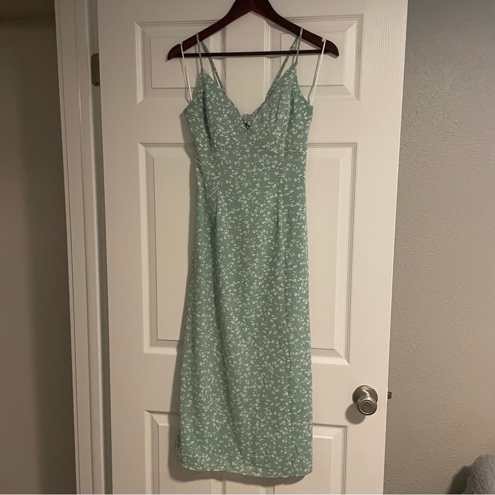 Women’s fortunate one midi dress w/ slit and peek-a-boo back